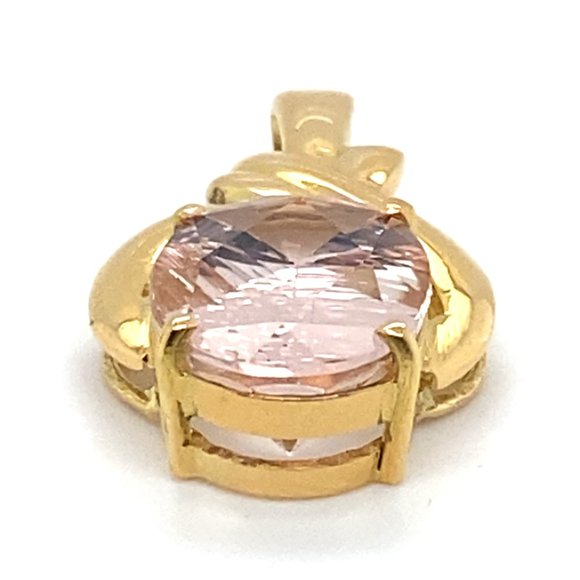 Morganite 7.55ct Solid 18K Yellow Gold Pendant - Picture 5 of 7